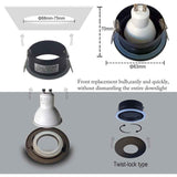 4 Pack Recessed Spotlights, LED 5W 3000K Warm White, IP65 Waterproof, Satin Nickel Black, Cutout 68 mm