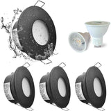 4 Pack Recessed Spotlights, LED 5W 3000K Warm White, IP65 Waterproof, Satin Nickel Black, Cutout 68 mm