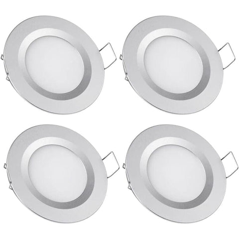 Darrahopens Home & Garden > Lighting > Ceiling Lights 4 x 12V LED Recessed Spotlight Hole 58-65mm 3W 3200K Recessed Ceiling Light for Motorhome Boat Caravan Van Yacht Warm White (Silver Finish)