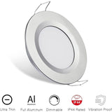 Darrahopens Home & Garden > Lighting > Ceiling Lights 4 x 12V LED Recessed Spotlight Hole 58-65mm 3W 3200K Recessed Ceiling Light for Motorhome Boat Caravan Van Yacht Warm White (Silver Finish)