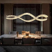 Darrahopens Home & Garden > Lighting > Ceiling Lights BAMDECOR 1.2m C3601W Wave Crystal Pendant Chandelier Decorative Lighting Lampshade (Brass Gold) In Australia - Darrahopens
