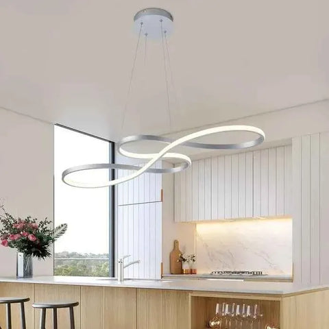 Darrahopens Home & Garden > Lighting > Ceiling Lights BAMDECOR A022 Modern Designer Infinity LED Chandelier Island Ceiling Pendant Light (120/150cm-Silver) In Australia - Darrahopens