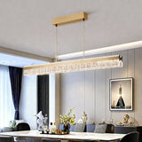 Darrahopens Home & Garden > Lighting > Ceiling Lights BAMDECOR A122 Nordic Long Dual Linear Dimmable Acrylic Kitchen Dining Table Pendant Light Minimalist Modern Lighting (Gold)