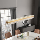 Darrahopens Home & Garden > Lighting > Ceiling Lights BAMDECOR A122 Nordic Long Dual Linear Dimmable Acrylic Kitchen Dining Table Pendant Light Minimalist Modern Lighting (Gold)