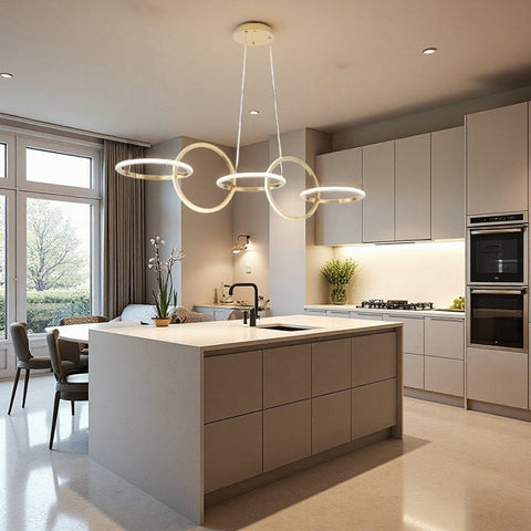 Darrahopens Home & Garden > Lighting > Ceiling Lights BAMDECOR A180 Nordic Golden Circles Kitchen Dining Table Pendant Light Minimalist Modern Lighting