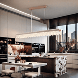Darrahopens Home & Garden > Lighting > Ceiling Lights BAMDECOR A188 Nordic Dual Linear Dimmable Acrylic Kitchen Dining Table Pendant Light Minimalist Modern Lighting (Coffee)