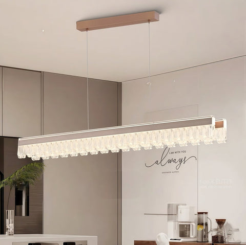 Darrahopens Home & Garden > Lighting > Ceiling Lights BAMDECOR A188 Nordic Dual Linear Dimmable Acrylic Kitchen Dining Table Pendant Light Minimalist Modern Lighting (Coffee)