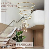 BAMDECOR A18801/8 Nordic Home Decor Dining Room Pendant lamp lights Ceiling Lamp Hanging Light (8 Rings-Gold) In Australia - Darrahopens