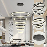 Darrahopens Home & Garden > Lighting > Ceiling Lights BAMDECOR A18815 Nordic Home Decor Dining Room Pendant lamp lights Ceiling Lamp Hanging Light Chandelier Lamps (6 Rings-Black)