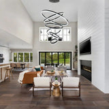 Darrahopens Home & Garden > Lighting > Ceiling Lights BAMDECOR A18815 Nordic Home Decor Dining Room Pendant lamp lights Ceiling Lamp Hanging Light Chandelier Lamps (6 Rings-Black)