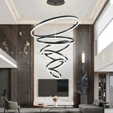 Darrahopens Home & Garden > Lighting > Ceiling Lights BAMDECOR A18815 Nordic Home Decor Dining Room Pendant lamp lights Ceiling Lamp Hanging Light Chandelier Lamps (6 Rings-Black)