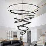Darrahopens Home & Garden > Lighting > Ceiling Lights BAMDECOR A18815 Nordic Home Decor Dining Room Pendant lamp lights Ceiling Lamp Hanging Light Chandelier Lamps (7 Rings-Black)