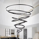 Darrahopens Home & Garden > Lighting > Ceiling Lights BAMDECOR A18815 Nordic Home Decor Dining Room Pendant lamp lights Ceiling Lamp Hanging Light Chandelier Lamps (7 Rings-Black)