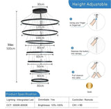 Darrahopens Home & Garden > Lighting > Ceiling Lights BAMDECOR A18815 Nordic Home Decor Dining Room Pendant lamp lights Ceiling Lamp Hanging Light Chandelier Lamps (7 Rings-Black)