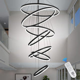 Darrahopens Home & Garden > Lighting > Ceiling Lights BAMDECOR A18815 Nordic Home Decor Dining Room Pendant lamp lights Ceiling Lamp Hanging Light Chandelier Lamps (7 Rings-Black)