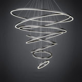 Darrahopens Home & Garden > Lighting > Ceiling Lights BAMDECOR A18815 Nordic Home Decor Dining Room Pendant lamp lights Ceiling Lamp Hanging Light Chandelier Lamps (7 Rings-Black)