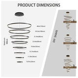 Darrahopens Home & Garden > Lighting > Ceiling Lights BAMDECOR A18815 Nordic Home Decor Dining Room Pendant lamp lights Ceiling Lamp Hanging Light Chandelier Lamps (8 Rings-Black)