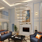 Darrahopens Home & Garden > Lighting > Ceiling Lights BAMDECOR A18815 Nordic Home Decor Dining Room Pendant lamp lights Ceiling Lamp Hanging Light Chandelier Lamps (8 Rings-Black)