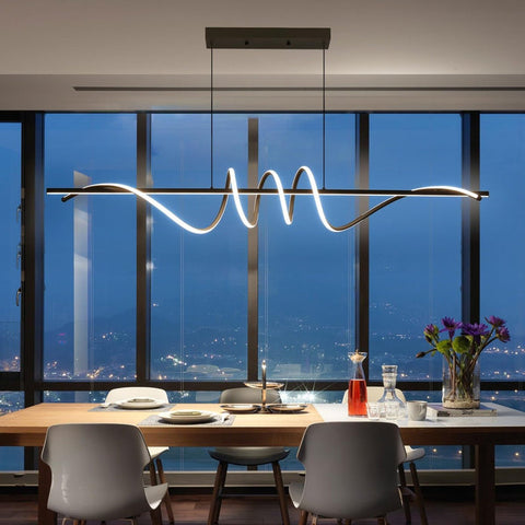 Darrahopens Home & Garden > Lighting > Ceiling Lights BAMDECOR A202 Modern LED Linear Pendant Lights with Dimmable LED  (160cm/180cm-Black) 1.8 Meters