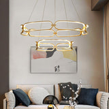 Darrahopens Home & Garden > Lighting > Ceiling Lights BAMDECOR A209 Colette Ceiling Chandelier Led Modern Circular Art Aluminum Light Fixture for Living Room Bedroom Indoor Decor(2 Rings)