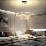 Darrahopens Home & Garden > Lighting > Ceiling Lights BAMDECOR A209 Colette Ceiling Chandelier Led Modern Circular Art Aluminum Light Fixture for Living Room Bedroom Indoor Decor(2 Rings)