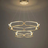 Darrahopens Home & Garden > Lighting > Ceiling Lights BAMDECOR A209 Colette Ceiling Chandelier Led Modern Circular Art Aluminum Light Fixture for Living Room Bedroom Indoor Decor(2 Rings)