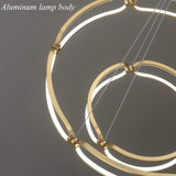 Darrahopens Home & Garden > Lighting > Ceiling Lights BAMDECOR A209 Colette Ceiling Chandelier Led Modern Circular Art Aluminum Light Fixture for Living Room Bedroom Indoor Decor(2 Rings)