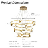 Darrahopens Home & Garden > Lighting > Ceiling Lights BAMDECOR A209 Colette Ceiling Chandelier Led Modern Circular Art Aluminum Light Fixture for Living Room Bedroom Indoor Decor(3 Rings)