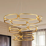 Darrahopens Home & Garden > Lighting > Ceiling Lights BAMDECOR A209 Colette Ceiling Chandelier Led Modern Circular Art Aluminum Light Fixture for Living Room Bedroom Indoor Decor(3 Rings)