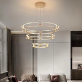 Darrahopens Home & Garden > Lighting > Ceiling Lights BAMDECOR A209 Colette Ceiling Chandelier Led Modern Circular Art Aluminum Light Fixture for Living Room Bedroom Indoor Decor(3 Rings)