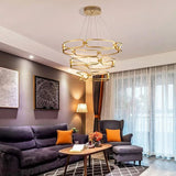 Darrahopens Home & Garden > Lighting > Ceiling Lights BAMDECOR A209 Colette Ceiling Chandelier Led Modern Circular Art Aluminum Light Fixture for Living Room Bedroom Indoor Decor(3 Rings)