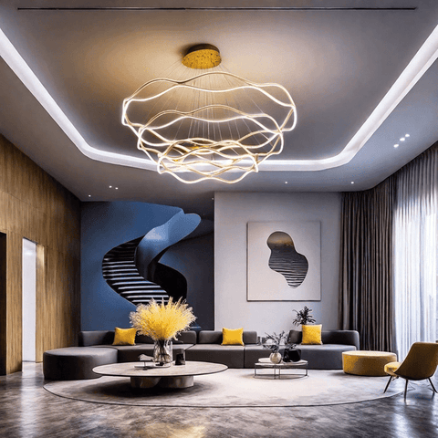 Darrahopens Home & Garden > Lighting > Ceiling Lights BAMDECOR A212/3 Modern Wavy Art Aluminum Light Fixture for Living Room Bedroom Indoor Decor