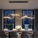 Darrahopens Home & Garden > Lighting > Ceiling Lights BAMDECOR A24126 Nordic Minimalist LED Pendant Light Adjustable Modern Ring Chandelier for Dining Room and Bar (Black) 1.5 Meters