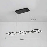 Darrahopens Home & Garden > Lighting > Ceiling Lights BAMDECOR A2569 1.5m Antizer Nordic Minimalist Wave Long Pendant Light (Black) In Australia - Darrahopens