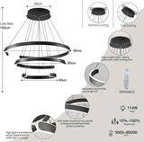 Darrahopens Home & Garden > Lighting > Ceiling Lights BAMDECOR AD2573 3 Round Rings C Shape Ceiling Light Chandeliers (Matte Black) In Australia - Darrahopens