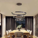 Darrahopens Home & Garden > Lighting > Ceiling Lights BAMDECOR AD2573 3 Round Rings C Shape Ceiling Light Chandeliers (Matte Black) In Australia - Darrahopens