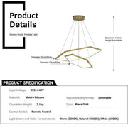Darrahopens Home & Garden > Lighting > Ceiling Lights BAMDECOR AD2582/2 Modern LED Chandelier, Hexagonal Rings Ceiling Lighting Contemporary Chandeliers (2 Rings-Brass Gold) In Australia - Darrahopens