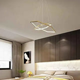 Darrahopens Home & Garden > Lighting > Ceiling Lights BAMDECOR AD2582/2 Modern LED Chandelier, Hexagonal Rings Ceiling Lighting Contemporary Chandeliers (2 Rings-Brass Gold) In Australia - Darrahopens