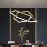 Darrahopens Home & Garden > Lighting > Ceiling Lights BAMDECOR AD2582/2 Modern LED Chandelier, Hexagonal Rings Ceiling Lighting Contemporary Chandeliers (2 Rings-Brass Gold) In Australia - Darrahopens