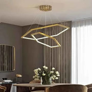 Darrahopens Home & Garden > Lighting > Ceiling Lights BAMDECOR AD2582/2 Modern LED Chandelier, Hexagonal Rings Ceiling Lighting Contemporary Chandeliers (2 Rings-Brass Gold) In Australia - Darrahopens