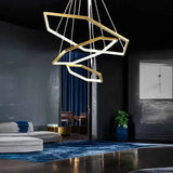Darrahopens Home & Garden > Lighting > Ceiling Lights BAMDECOR AD2582/3 Modern LED Chandelier, Hexagonal Rings Ceiling Lighting Contemporary Chandeliers (3 Rings-Gold) In Australia - Darrahopens