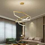 Darrahopens Home & Garden > Lighting > Ceiling Lights BAMDECOR AD2582/3 Modern LED Chandelier, Hexagonal Rings Ceiling Lighting Contemporary Chandeliers (3 Rings-Gold) In Australia - Darrahopens