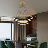 Darrahopens Home & Garden > Lighting > Ceiling Lights BAMDECOR AD2582/3 Modern LED Chandelier, Hexagonal Rings Ceiling Lighting Contemporary Chandeliers (3 Rings-Gold) In Australia - Darrahopens