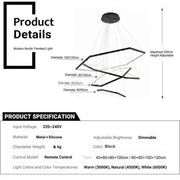 Darrahopens Home & Garden > Lighting > Ceiling Lights BAMDECOR AD2582/4 Modern LED Chandelier, Hexagonal Rings Ceiling Lighting Contemporary Chandeliers (4 Rings-Black) In Australia - Darrahopens
