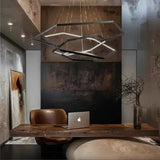 Darrahopens Home & Garden > Lighting > Ceiling Lights BAMDECOR AD2582/4 Modern LED Chandelier, Hexagonal Rings Ceiling Lighting Contemporary Chandeliers (4 Rings-Black) In Australia - Darrahopens