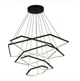 Darrahopens Home & Garden > Lighting > Ceiling Lights BAMDECOR AD2582/5 Modern LED Chandelier, Hexagonal Rings Ceiling Lighting Contemporary Chandeliers (5 Rings-Black) In Australia - Darrahopens