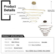 Darrahopens Home & Garden > Lighting > Ceiling Lights BAMDECOR AD2583 Modern Triangular LED Chandelier (Five Rings-Gold In Australia - Darrahopens