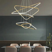 Darrahopens Home & Garden > Lighting > Ceiling Lights BAMDECOR AD2583 Modern Triangular LED Chandelier (Five Rings-Gold In Australia - Darrahopens
