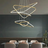 Darrahopens Home & Garden > Lighting > Ceiling Lights BAMDECOR AD2583 Modern Triangular LED Chandelier (Five Rings-Gold In Australia - Darrahopens