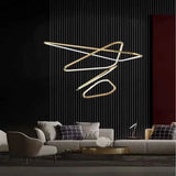 Darrahopens Home & Garden > Lighting > Ceiling Lights BAMDECOR AD2583 Modern Triangular LED Chandelier (Four Rings-Gold In Australia - Darrahopens